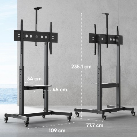 Onkron Mobilny stojak TV dla 50"-100" maks 120 kg, pochyły, czarny TS1991