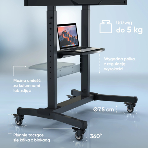 Onkron Mobilny stojak TV dla 50"-100" maks 120 kg, pochyły, czarny TS1991