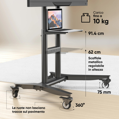 Onkron mobilny stojak TV dla 55"-90" maks 75 kg, czarny TS1871