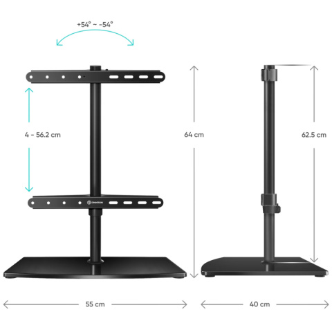 Onkron biurkowy stojak TV dla 32"-75" maks 40 kg, obrotowy, czarny PT3