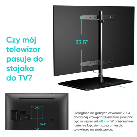 Onkron biurkowy stojak TV dla 32"-75" maks 40 kg, obrotowy, czarny PT3