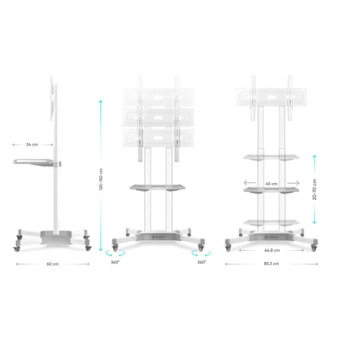 Onkron mobilny stojak TV dla 32"-65" maks 45 kg, biały TS1351