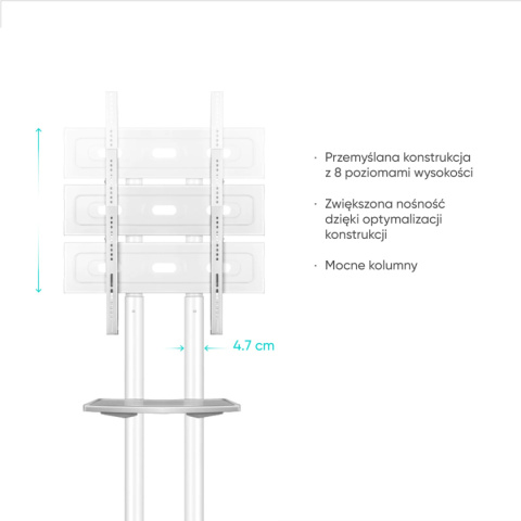 Onkron mobilny stojak TV dla 32"-65" maks 45 kg, biały TS1351