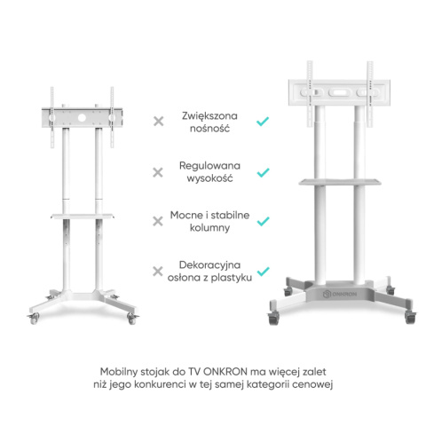 Onkron mobilny stojak TV dla 32"-65" maks 45 kg, biały TS1351