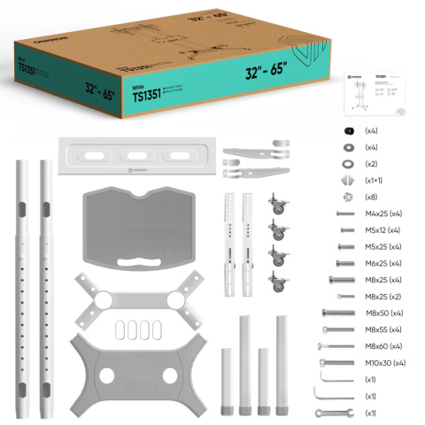 Onkron mobilny stojak TV dla 32"-65" maks 45 kg, biały TS1351