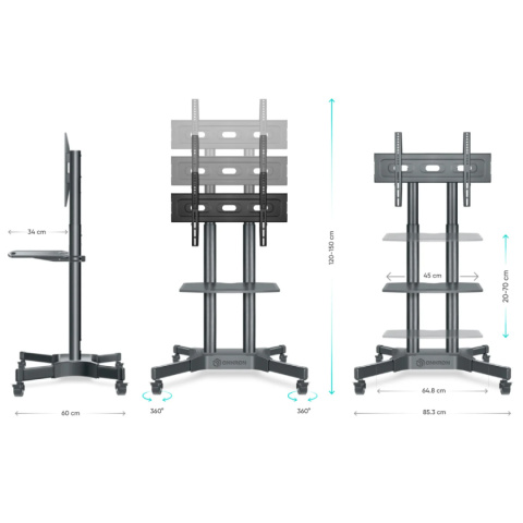 Onkron mobilny stojak TV dla 32"-65" maks 45 kg, czarny TS1351