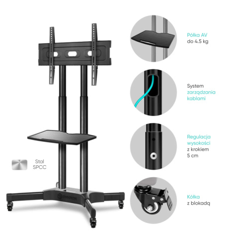 Onkron mobilny stojak TV dla 32"-65" maks 45 kg, czarny TS1351