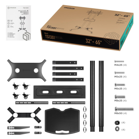 Onkron mobilny stojak TV dla 32"-65" maks 45 kg, czarny TS1351