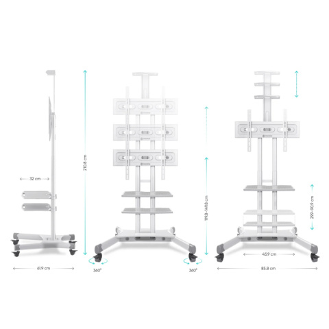 Onkron mobilny stojak TV dla 40"-70" maks 46 kg, biały TS1552