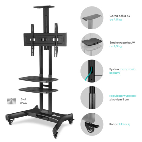 Onkron mobilny stojak TV dla 40"-70" maks 46 kg, czarny TS1552