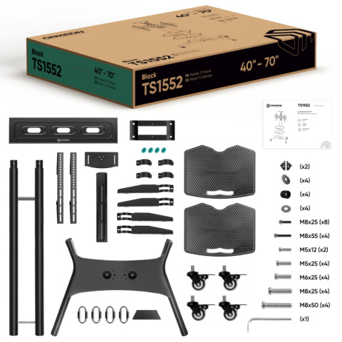 Onkron mobilny stojak TV dla 40"-70" maks 46 kg, czarny TS1552