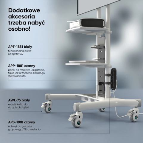 Onkron mobilny stojak TV dla 50"-86" maks 91 kg, biały TS1881