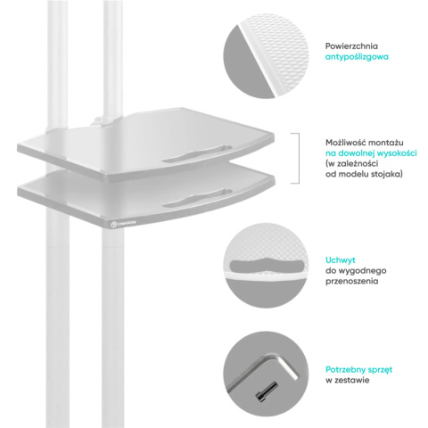 Onkron mobilny stojak TV dla 50"-86" maks 91 kg, biały TS1881