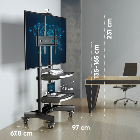 Onkron mobilny stojak TV dla 50"-86" maks 91 kg, czarny TS1881