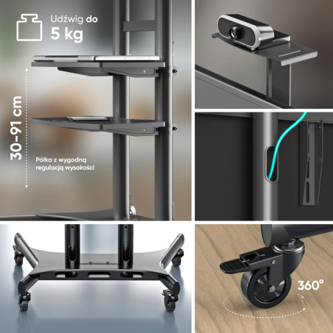 Onkron mobilny stojak TV dla 50"-86" maks 91 kg, czarny TS1881