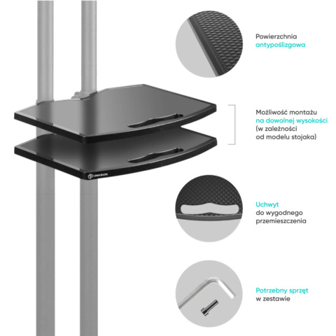 Onkron mobilny stojak TV dla 50"-86" maks 91 kg, czarny TS1881