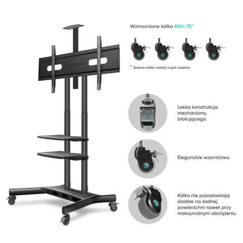 Onkron mobilny stojak TV dla 50"-86" maks 91 kg, czarny TS1881