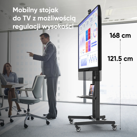 Onkron mobilny stojak TV dla 50"-90" maks 90 kg, pochyły, czarny TS1891