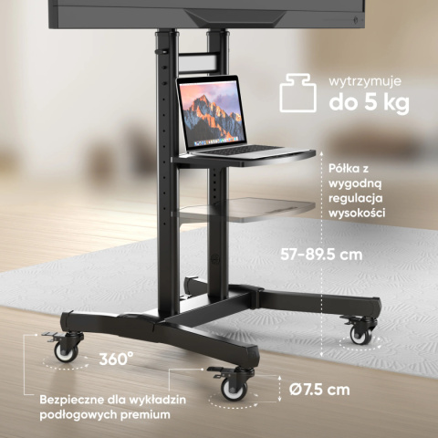 Onkron mobilny stojak TV dla 50"-90" maks 90 kg, pochyły, czarny TS1891