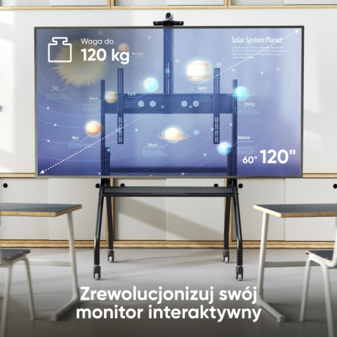 Onkron mobilny stojak dla TV lub panelu interaktywnego 60"-120" maks 120 kg, czarny TS2080