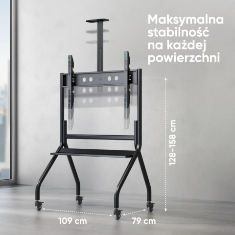 Onkron mobilny stojak dla TV lub panelu interaktywnego 60"-120" maks 120 kg, czarny TS2080