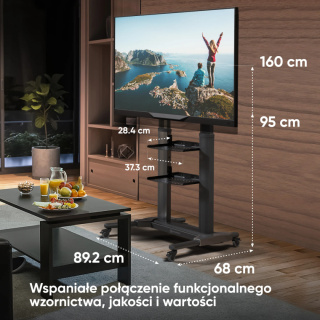 Onkron mobilny stojak do TV 40" - 80" do 55 kg TS2771, Czarny