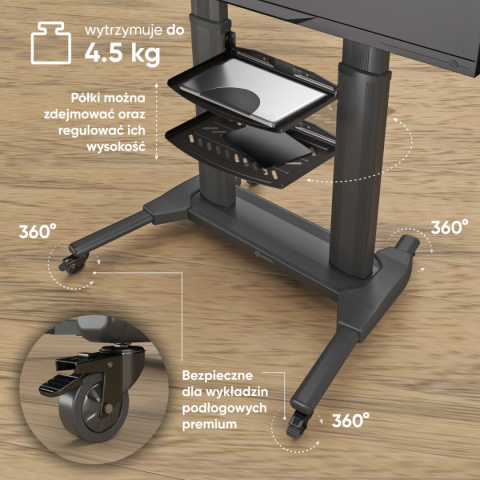 Onkron mobilny stojak do TV 40" - 80" do 55 kg TS2771, Czarny