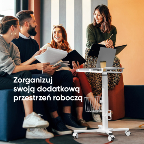 Onkron mobilny stół z regulacją wysokości maks 8 kg, Biały LMG30