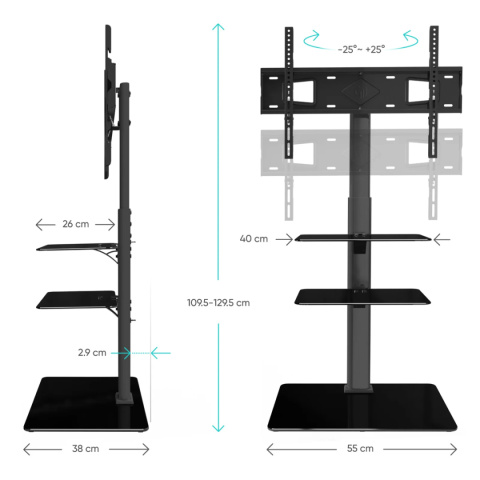 Onkron wewnętrzny stojak TV dla 32"-65" maks 30 kg, obrotowy, czarny TS5550