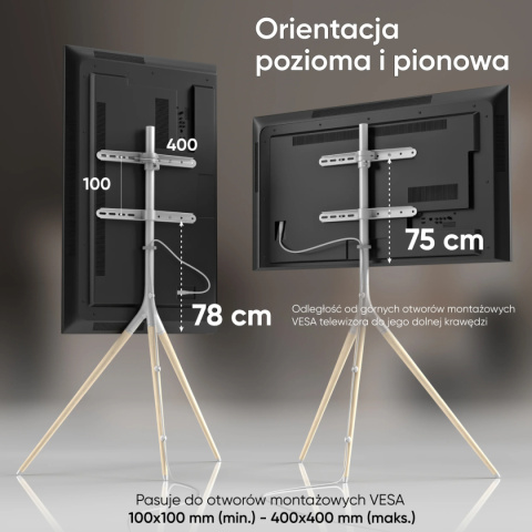 Onkron wewnętrzny stojak TV dla 32"-65" maks 35 kg, obrotowy, biały TS1220