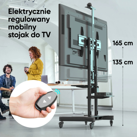 Onkron zmotoryzowany mobilny stojak TV dla 50"-86" maks 91 kg, czarny TS1881E