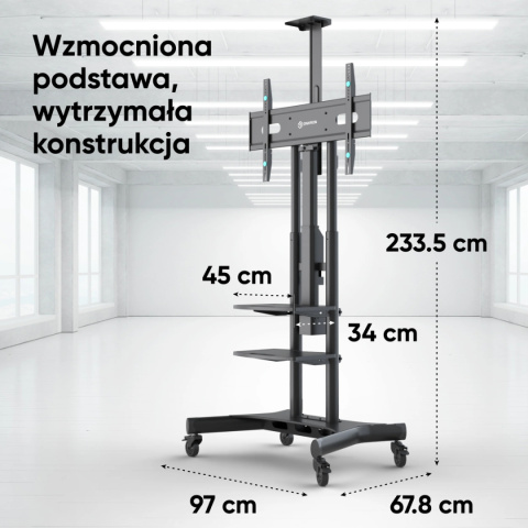 Onkron zmotoryzowany mobilny stojak TV dla 50"-86" maks 91 kg, czarny TS1881E