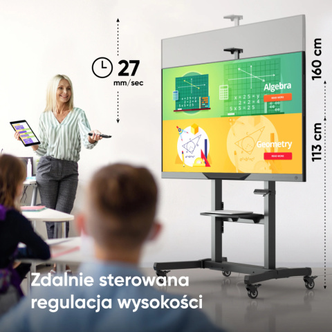 Onkron zmotoryzowany mobilny stojak dla telewizorów lub paneli interaktywnych 50-100" maks 120 kg, czarny TS1991E