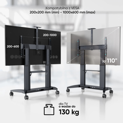 Onkron mobilny stojak TV dla 70"-110" maks 130 kg, czarny TS2821