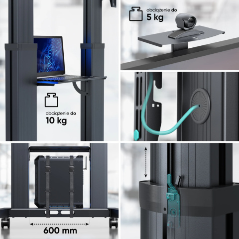 Onkron mobilny stojak TV dla 70"-110" maks 130 kg, czarny TS2821