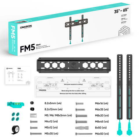 Onkron stały uchwyt TV dla 35"-65" maks 56 kg, czarny FM5