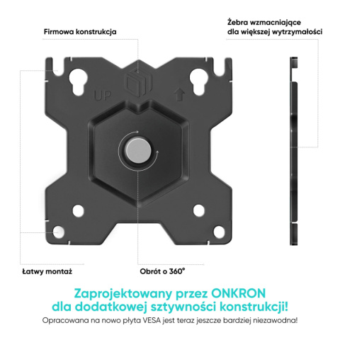 Onkron uchwyt biurkowy dla monitora 13"-32" maks 8 kg, nachylny i obrotowy, z obracaniem, czarny G50