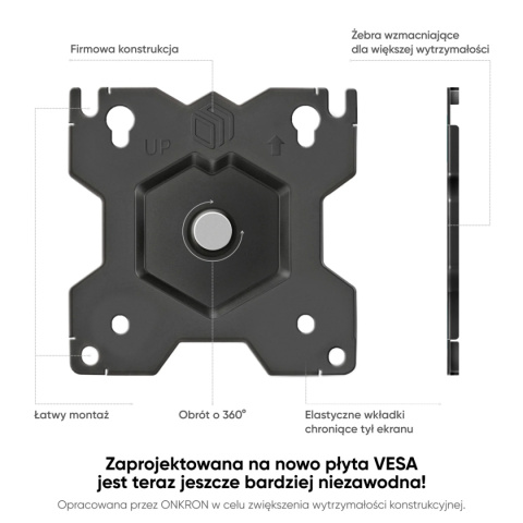 Onkron uchwyt biurkowy dla monitora 13"-34" maks 8 kg, nachylny i obrotowy, z obracaniem, czarny D121E