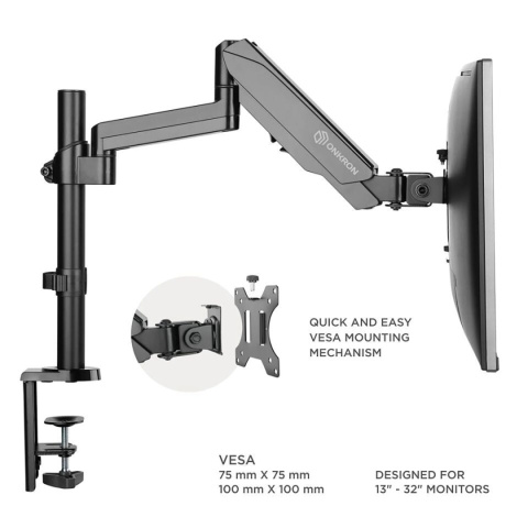 Onkron uchwyt biurkowy dla trzech monitorów 13"-32" maks 8 kg, nachylny i obrotowy, z obracaniem, czarny G140