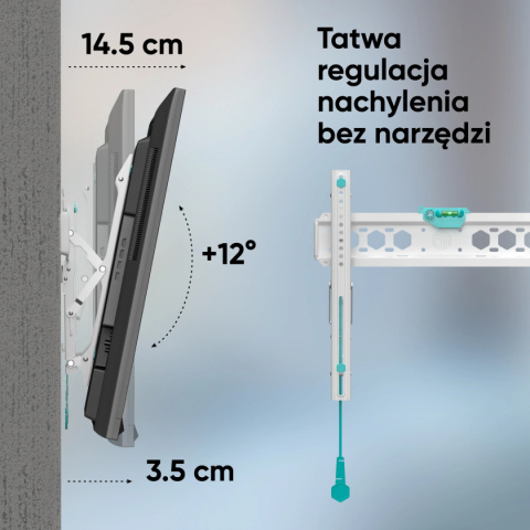 Onkron uchwyt nachylający do TV 32"-70" maks 60 kg, biały i czarny TM5