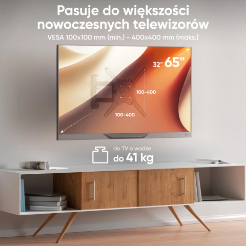 Onkron uchwyt nachylny i obrotowy do TV 32"-65" maks 41 kg, z obrotem, czarny M4R