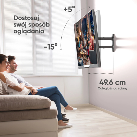 Onkron uchwyt nachylny i obrotowy do TV 32"-65" maks 41 kg, z obrotem, czarny M4R