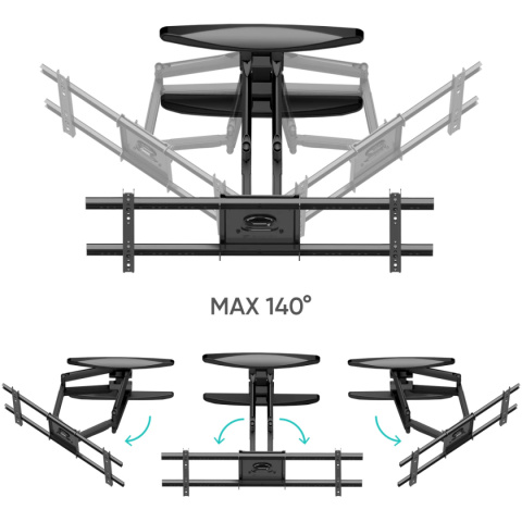 Onkron uchwyt nachylny i obrotowy do TV 40"-75" maks 46 kg, czarny M6L