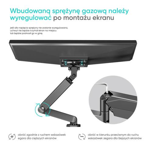 Onkron uchwyt ścienny dla TV lub monitora 13"-34" maks 8 kg, nachylny i obrotowy, z obracaniem, czarny G150