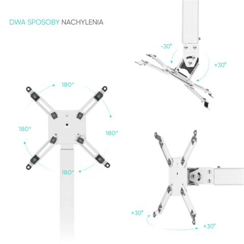 Onkron uchwyt sufitowo-ścienny do projektora maks 10 kg, nachylny i obrotowy, biały K3A