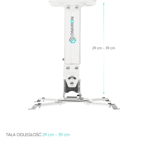 Onkron uchwyt sufitowo-ścienny do projektora maks 10 kg, nachylny i obrotowy, biały K3A