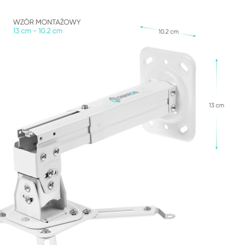 Onkron uchwyt sufitowo-ścienny do projektora maks 10 kg, nachylny i obrotowy, biały K3A