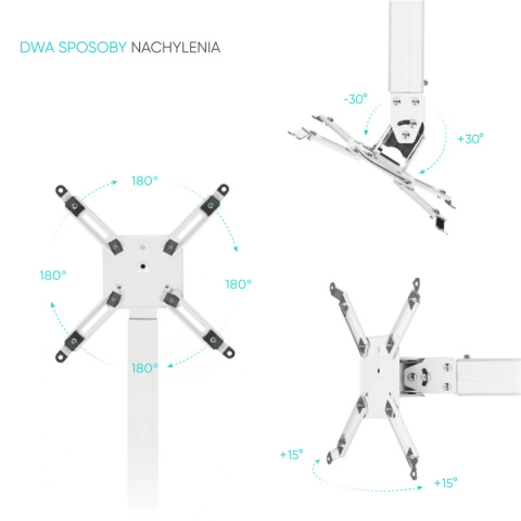 Onkron uchwyt sufitowo-ścienny do projektora maks 10 kg, nachylny i obrotowy, biały K5A