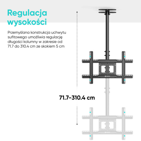 Onkron uchwyt sufitowy do TV 32"-80" maks 68 kg, pochylny-obrotowy, czarny N2L