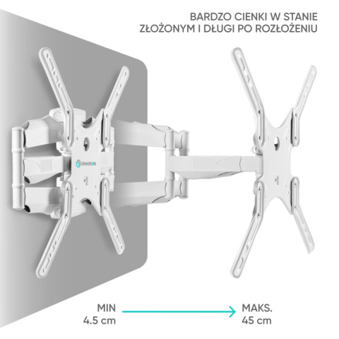Onkron uchwyt nachylny i obrotowy do TV 37"-70" maks 36 kg, biały M5
